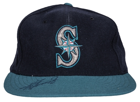 1995 Circa Ken Griffey Jr. Game Used & Signed Seattle Mariners Hat (J.T. Sports & Beckett)